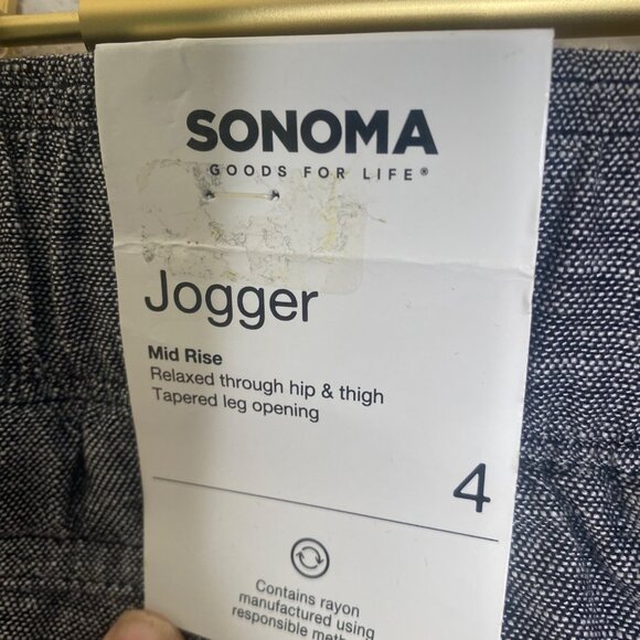 $44 NWT Linen Utility Joggers Womens Size 4 Gray Mid Rise Relaxed Fit Tapered St - Picture 3 of 11